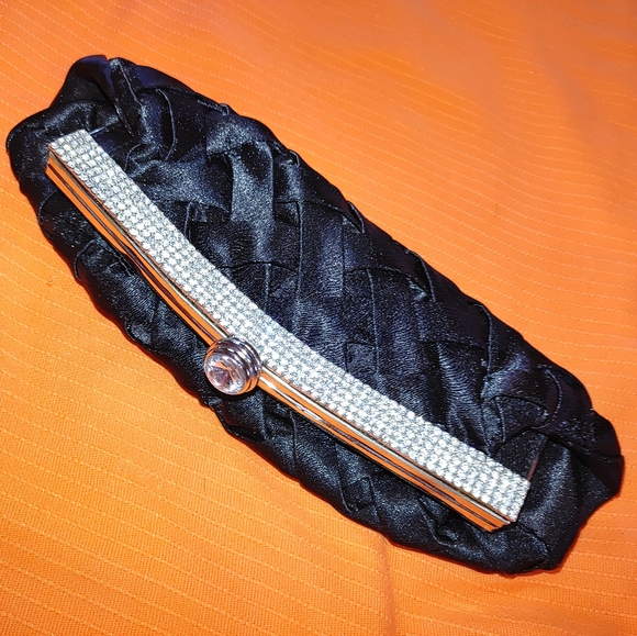 Vtg satin rhinestone clutch - Picture 2 of 6